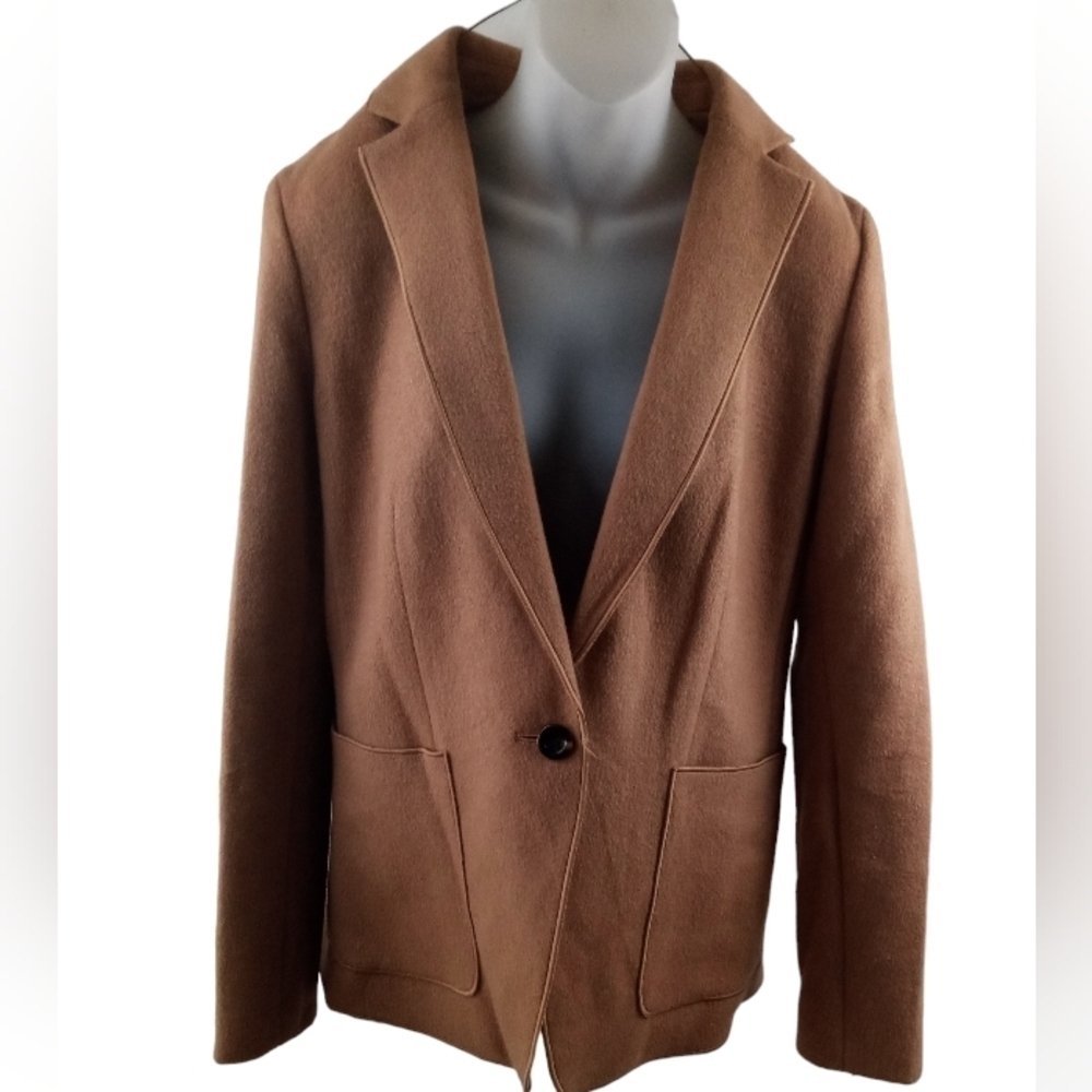 Ann Taylor Classic Careerwear Wool Blend One Button Patch Pocket Blazer Size 8